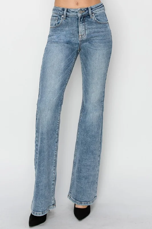 RISEN Full Size Mid Rise Bootcut Jeans Confident Women's Power