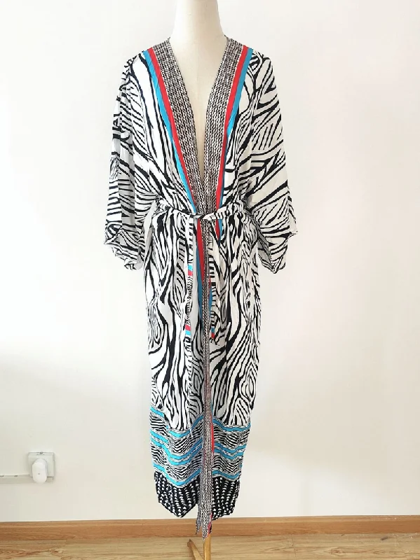 Dream Girl Women's Cotton Cardigan Style Kimono Jacket Sleek Women's Metallic