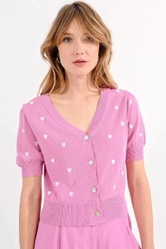 Molly Bracken Pink Knitted Cardigan Cozy Women's Winter