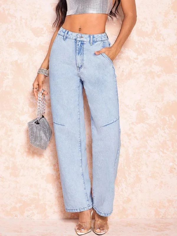 Straight Leg Jeans with Pockets Sleek Women's 
