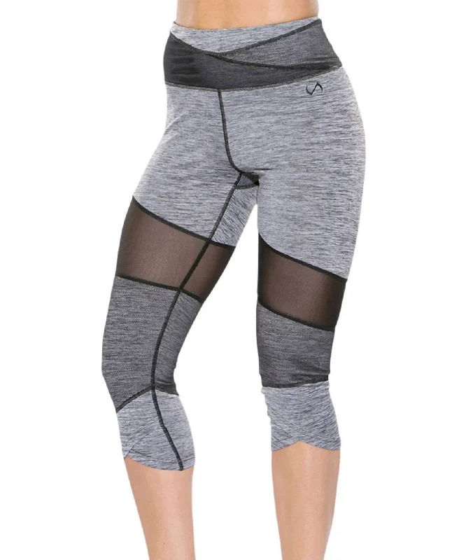 Mesh Panel Brigitte Capri In Graphite Tough Women's Military - inspired