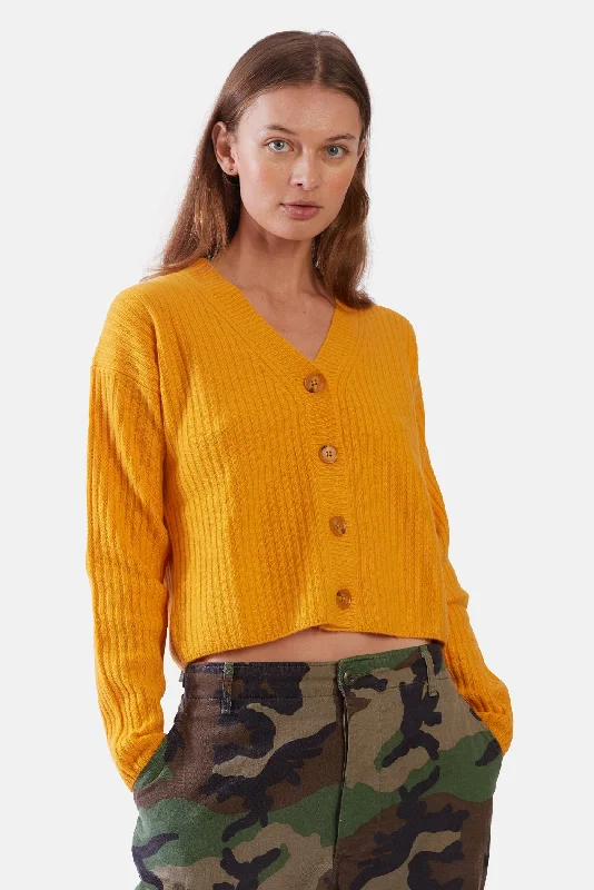 Beatrice Ribbed Cardigan Carotin Bold Women's Statement
