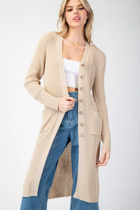 MORGAN LONG SLEEVE MAXI CARDIGAN Tough Women's Military - inspired