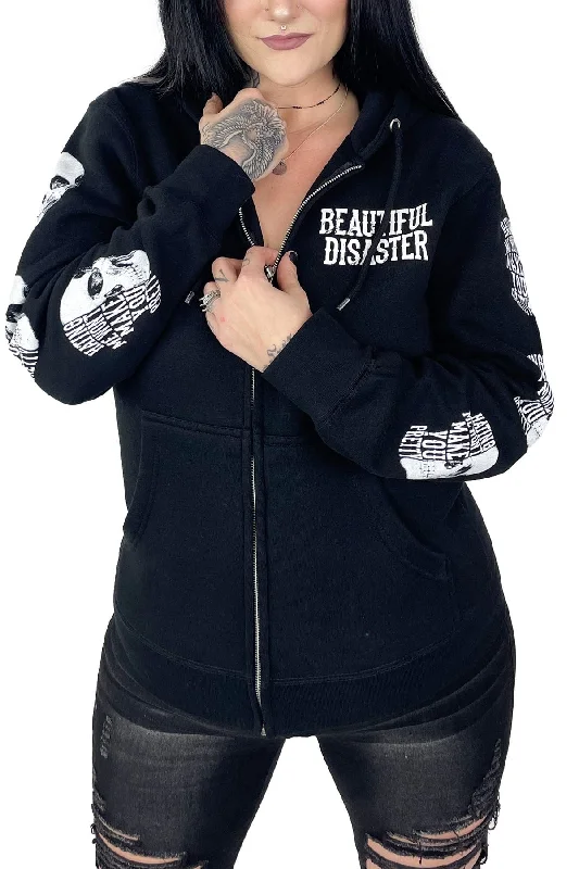 Hating Me Zip Hoodie Elegant Women's 