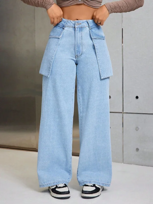Wide Leg Jeans with Pockets Contemporary 