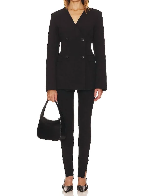Slit Ponti Leggings In Black Elegant Women's Formal 