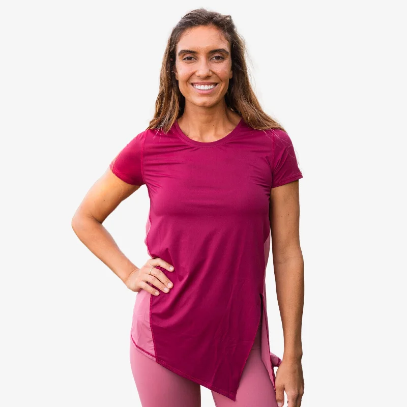 Women's Plus Side Split Tie Up Tee European