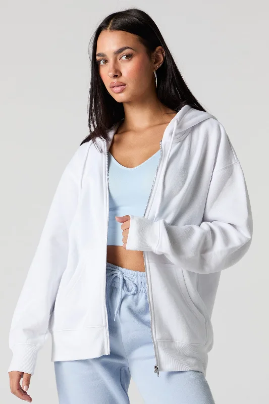 Oversized Zip-Up Fleece Hoodie Trendy Women's Oversized