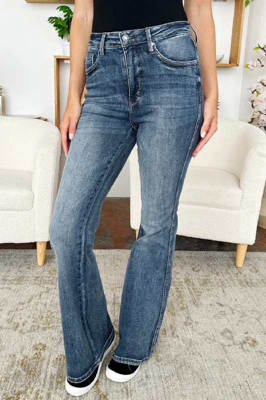 Judy Blue Full Size High Waist Tummy Control Flare Jeans Geometric