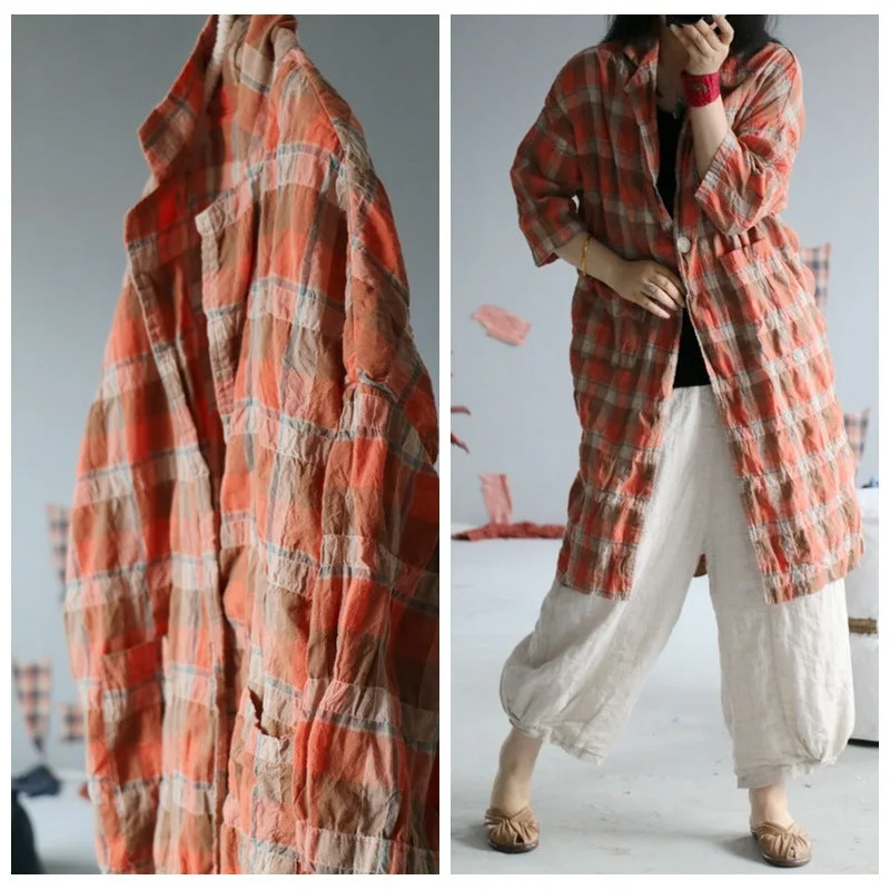 Wommer Cotton Linen Losse Casual Cardigan Trendy Women's 
