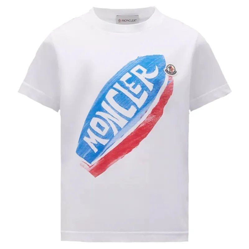 Moncler T-Shirt White & Light Blue Feminine Women's Soft 