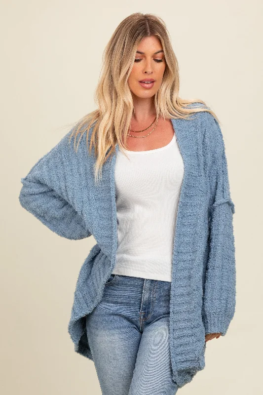 Blue Chunky Knit Dolman Cardigan Dynamic Women's Moto