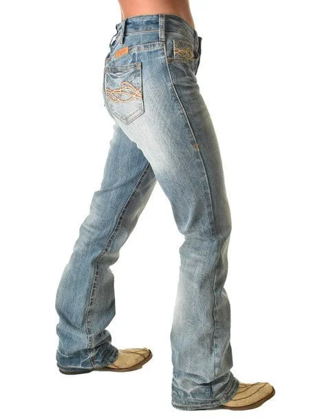 Cowgirl Tuff Womens Thunderstruck Light Wash Cotton Blend Jeans garde