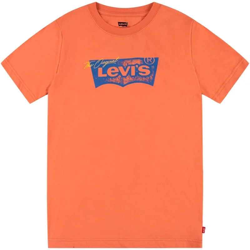 Levi's Distressed Batwing T-shirt Orange Earthy Women's Hemp - based