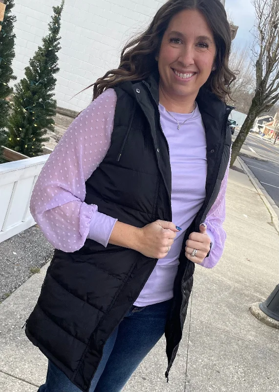 Black- Puffer Long Vest Street