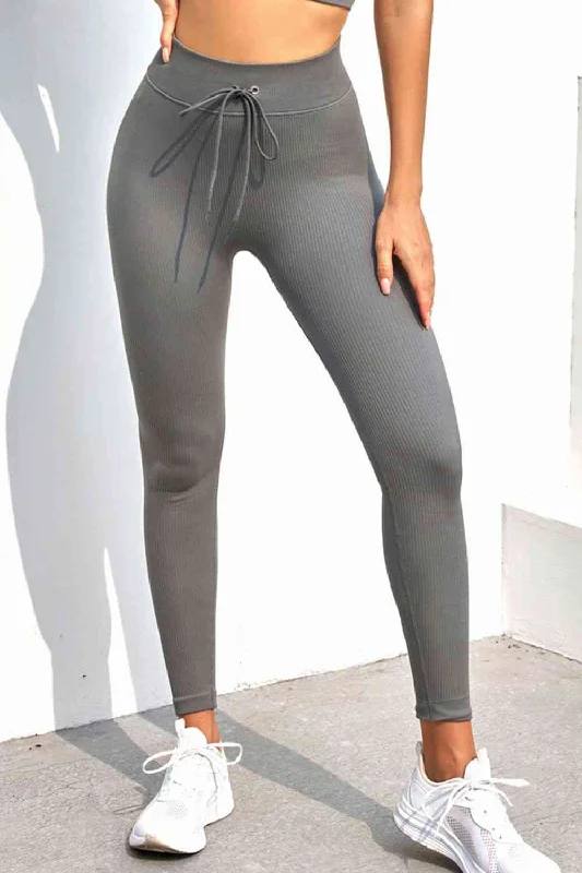 Ribbed Sports Leggings Monochromatic Office Style