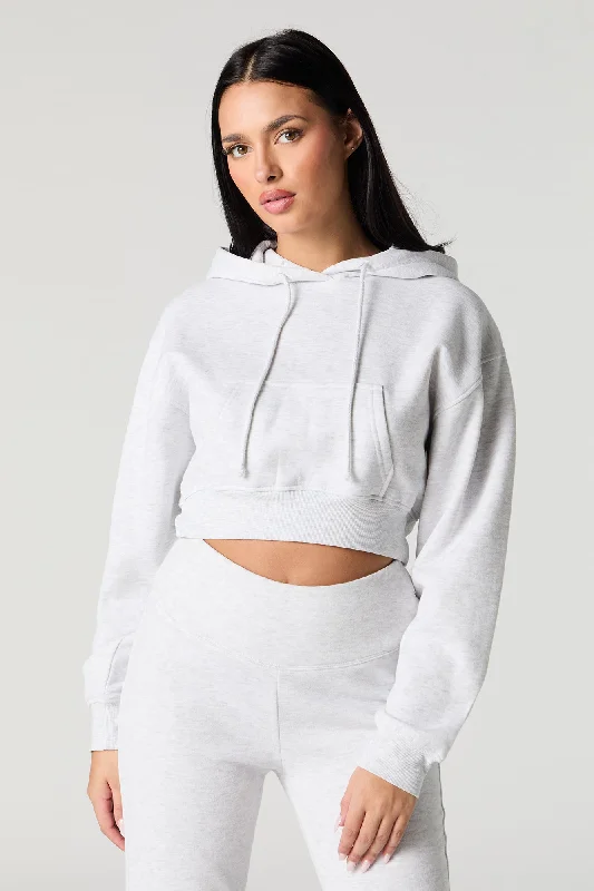 Soft Fleece Cropped Hoodie Practical Women's Quick - dry