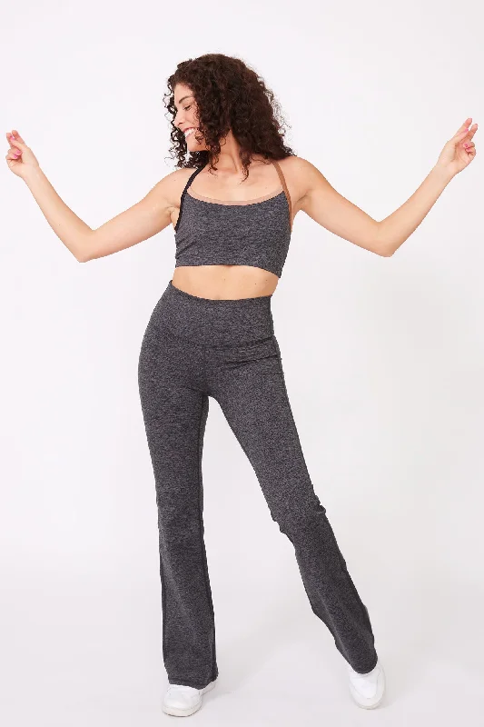 TLC Flare Leggings in Dark Heathered Gray Classic Women's Tweed