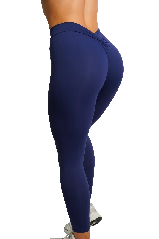SCULPT V-BACK LEGGINGS - NAVY Cozy Women's Winter