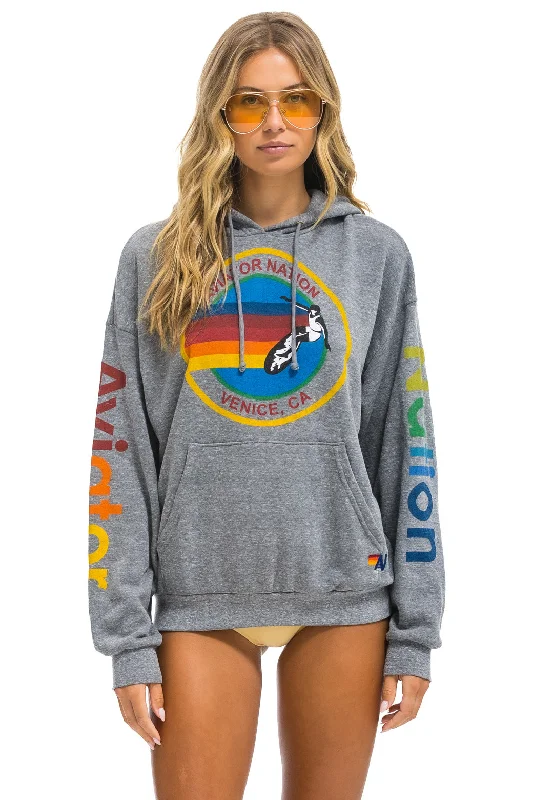 AVIATOR NATION RELAXED PULLOVER HOODIE - HEATHER GREY Women