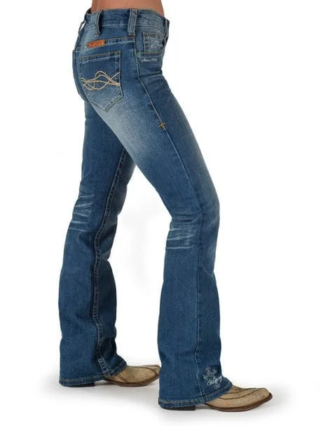 Cowgirl Tuff Womens Lisa's Legacy Classic Medium Wash Cotton Blend Jeans purpose