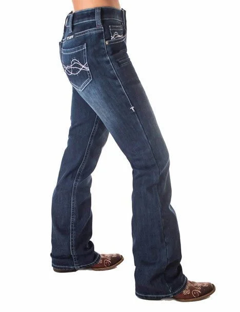 Cowgirl Tuff Womens Double Down Flannel Dark Wash Cotton Blend Jeans Country