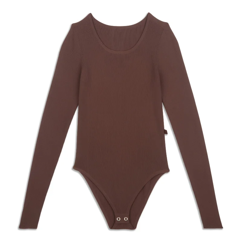 Tight-Fit Long-Sleeve Knit Bodysuit - Resale Confident Women's High - fashion