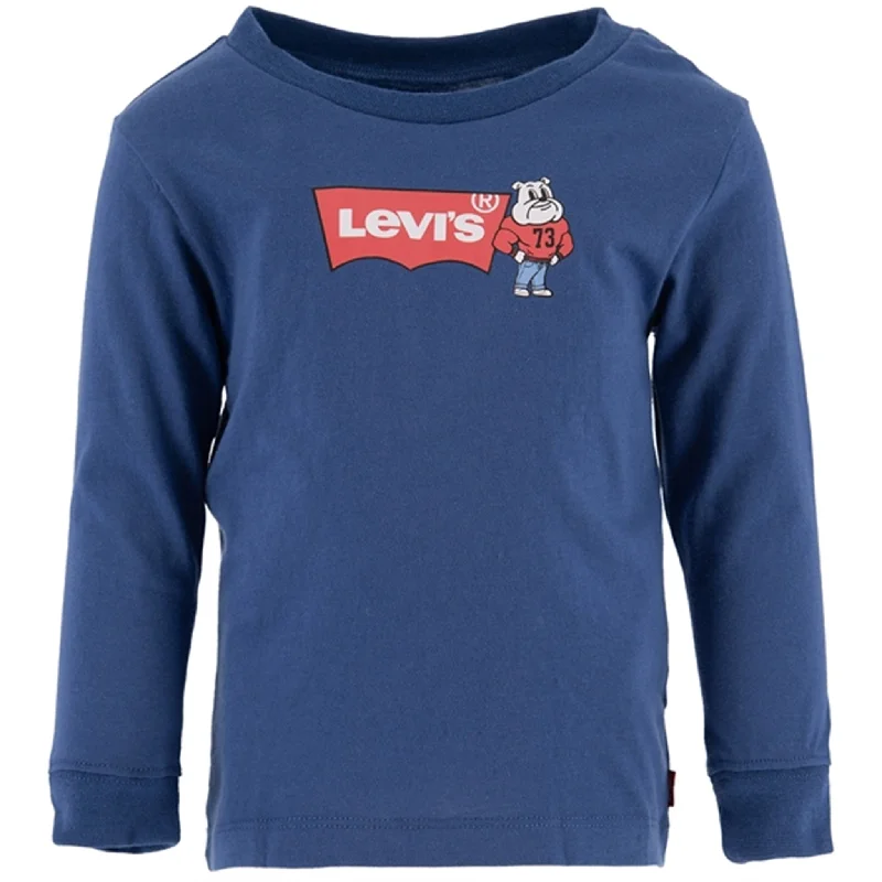 Levi's Mascot Batwing Crewneck T-shirt Blue Sleek Women's Metallic