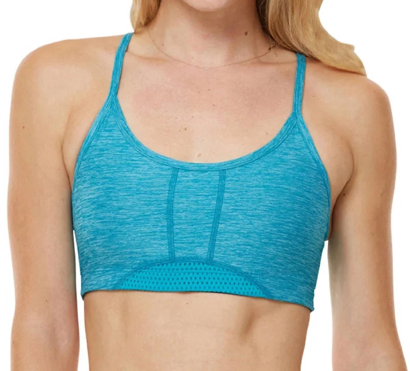 Exceed Low Impact Sports Bra In Tile Blue Unique Women's Upcycled
