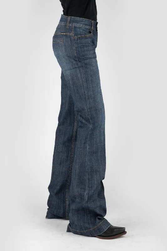 Stetson Womens 214 Inset Back Pocket Blue Cotton Blend Jeans Casual Women's Loose - fitting Stetson Womens 214 Inset Back Pocket Blue Cotton Blend Jeans Casual Women's Loose - fitting