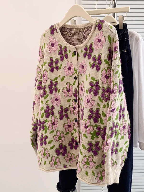 Women's Stylish Wear Plants & Flowers Pattern Cardigans Sporty Women's Athleisure 