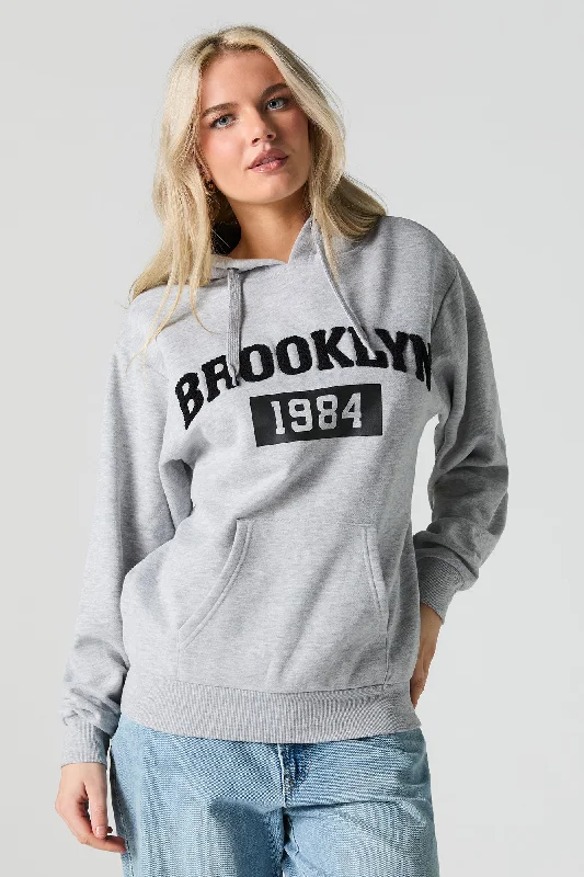 Brooklyn Chenille Embroidered Fleece Hoodie Sleek Women's 