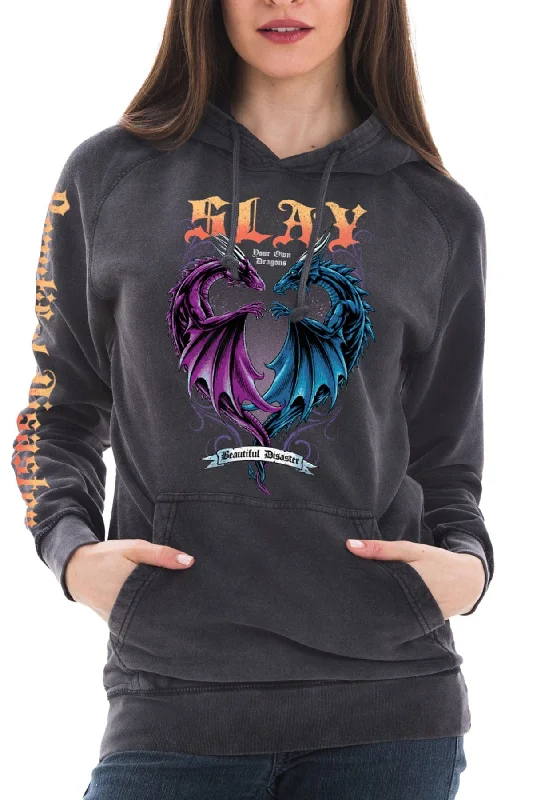 Slay Mineral Wash Pullover Hoodie Classic Women's Tweed