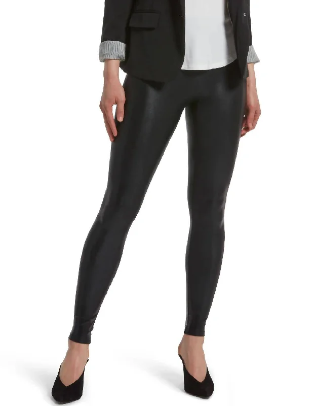 Body Gloss Legging In Black Artistic Women's Hand - painted