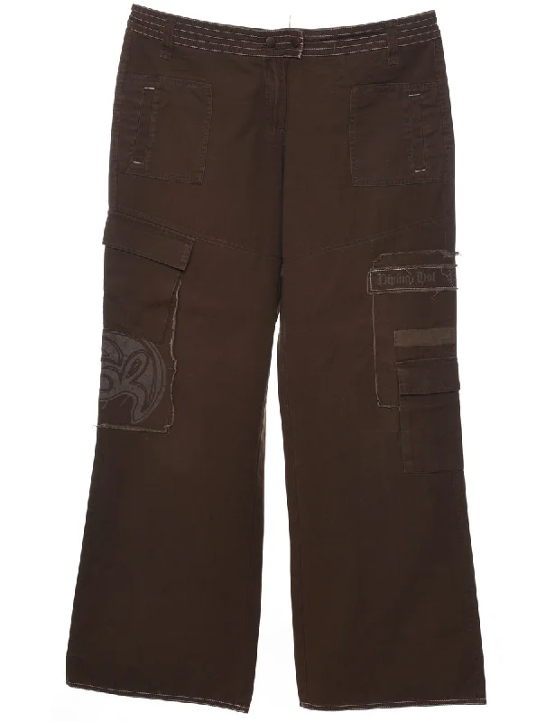 Brown Trousers - W34 L32 Sleek Women's Metallic
