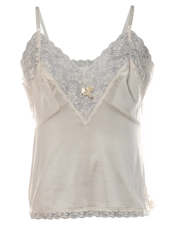 Off-White Lace Camisole - M Sleek Women's 