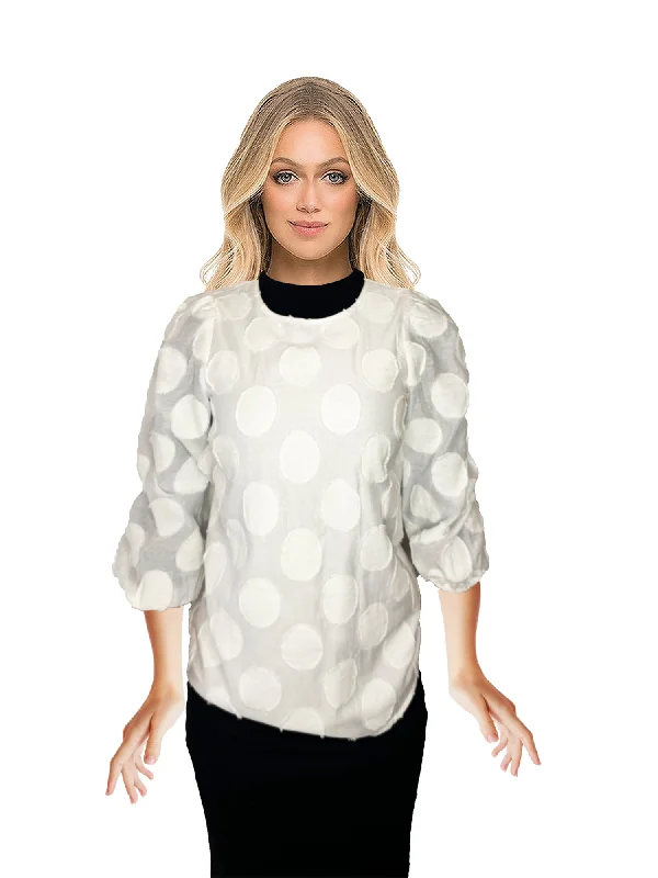 Carre Noir Dotted White Top Relaxed Women's 