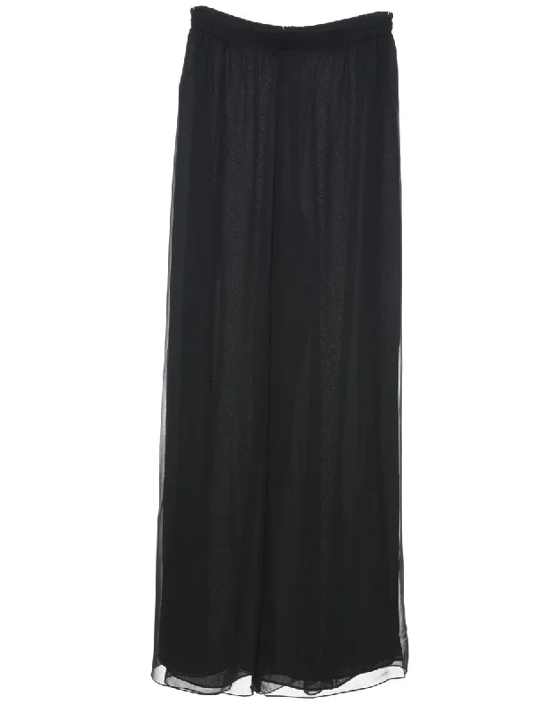 Black Flared Leg Palazzo - W24 L29 Minimalist Women's Casual