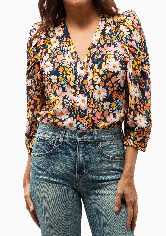 V-Neck Frontier Blouse | Navy Multi Cozy Women's Sherpa - lined