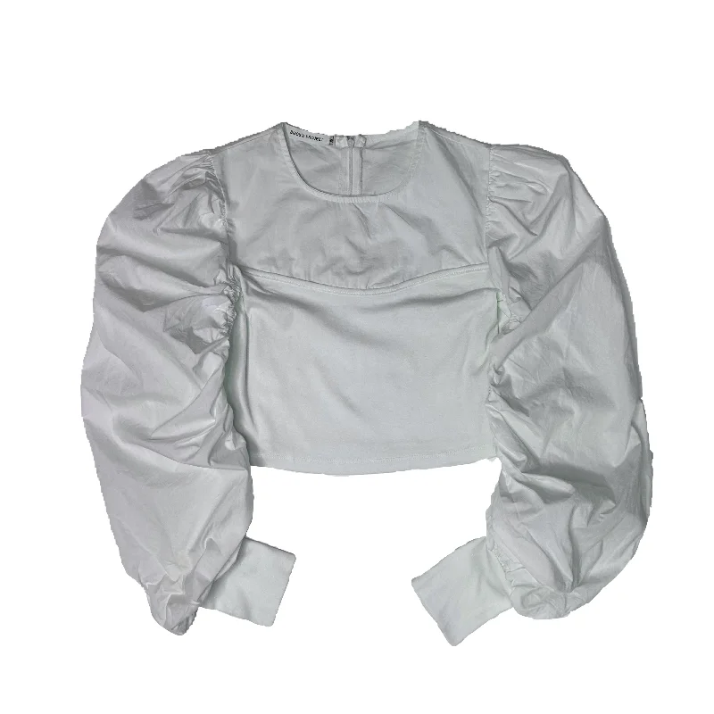 Bisou's Project Ruffle Sleeve Crop Top Polished Women's Silk