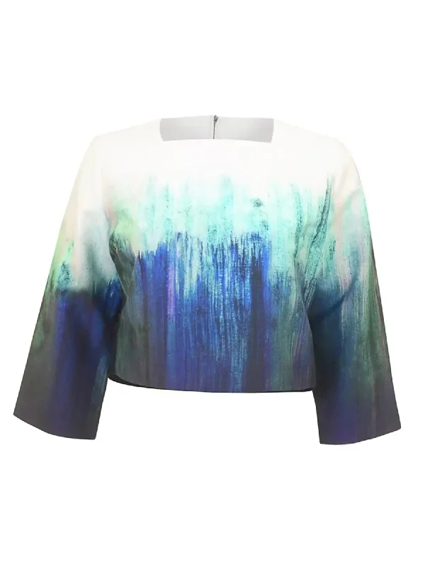 French Luxe Painted Blue Crop Top Classic Women's Pin - striped