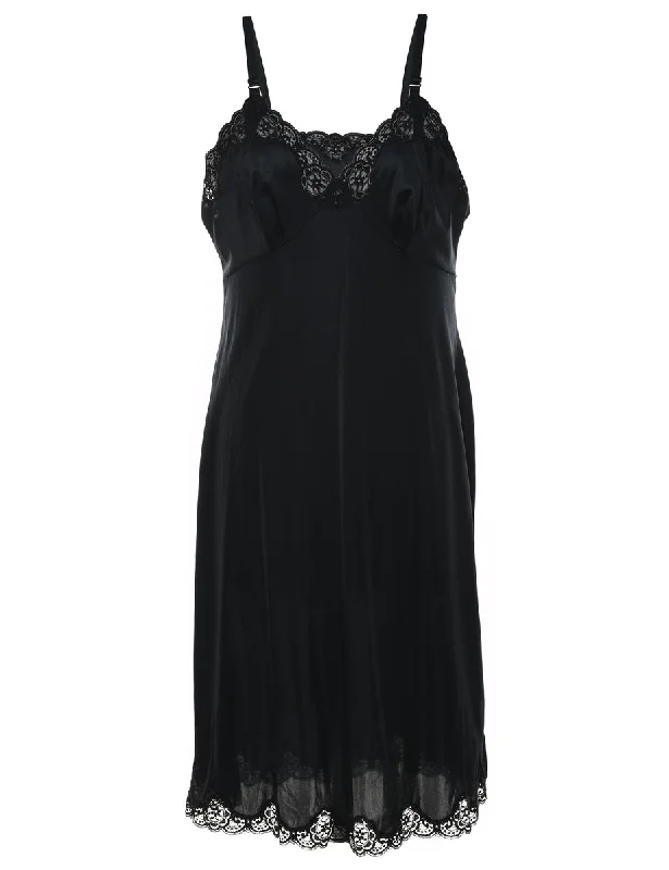 Black Lace Trim Slip Dress - S purpose