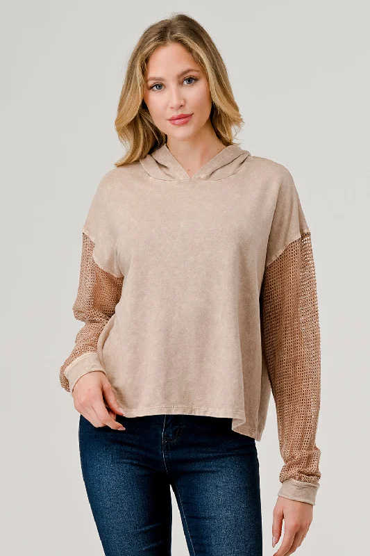 HOODIE WITH MESH SLEEVE Sharp Women's Italian