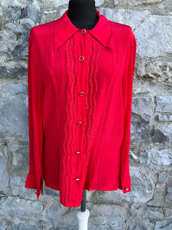 80s red blouse uk 10-12 Laid - back Women's Vibe
