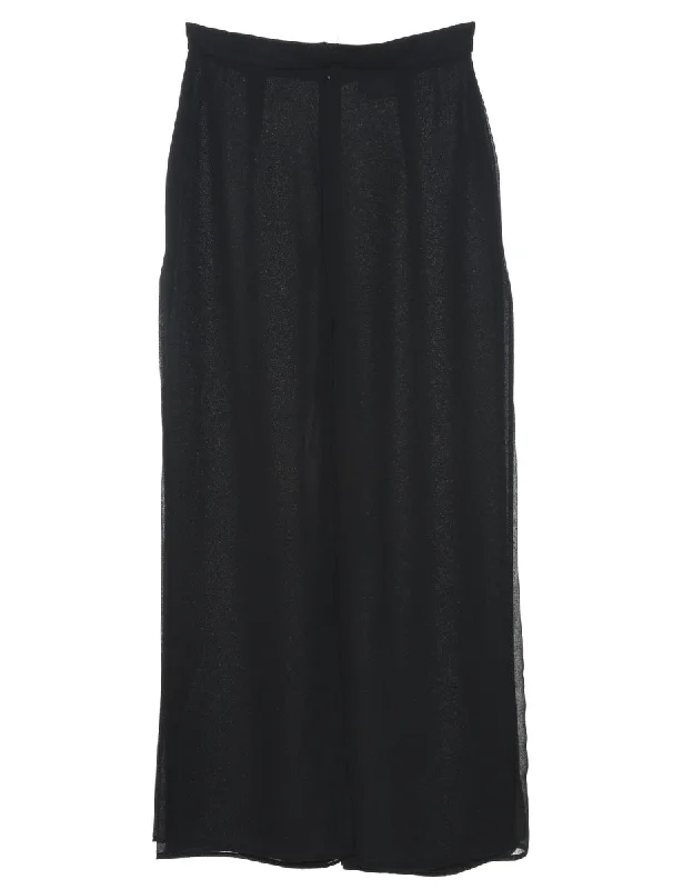 Black Flared Leg Palazzo - W26 L27 Laid - back Women's Vibe