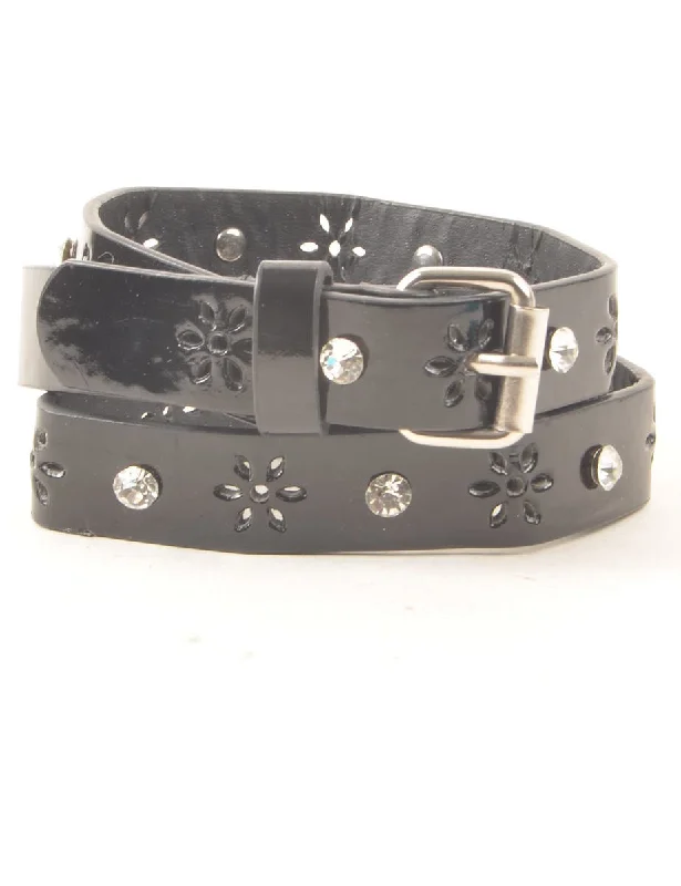 Leather Studded Skinny Belt - M performance