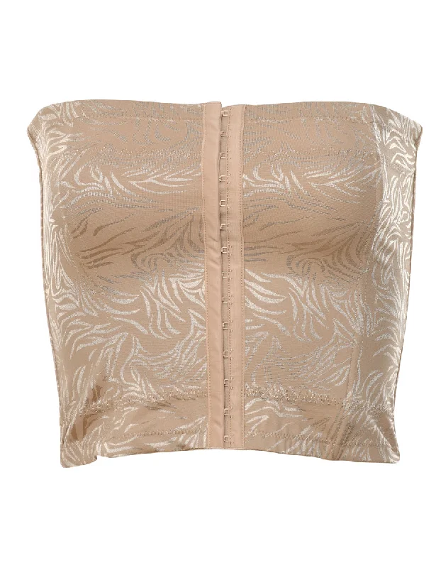 Beige Leafy Print Corset - S Refined Women's Velvet