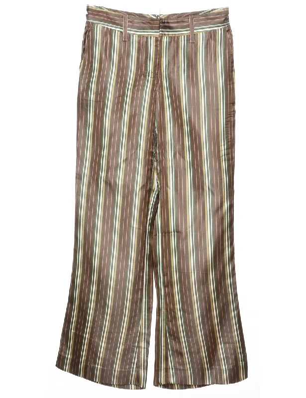 Striped Trousers - W30 L31 Sleek Women's Metallic