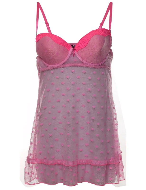Pink Sheer Y2K Babydoll - S Youthful Women's Anime - inspired