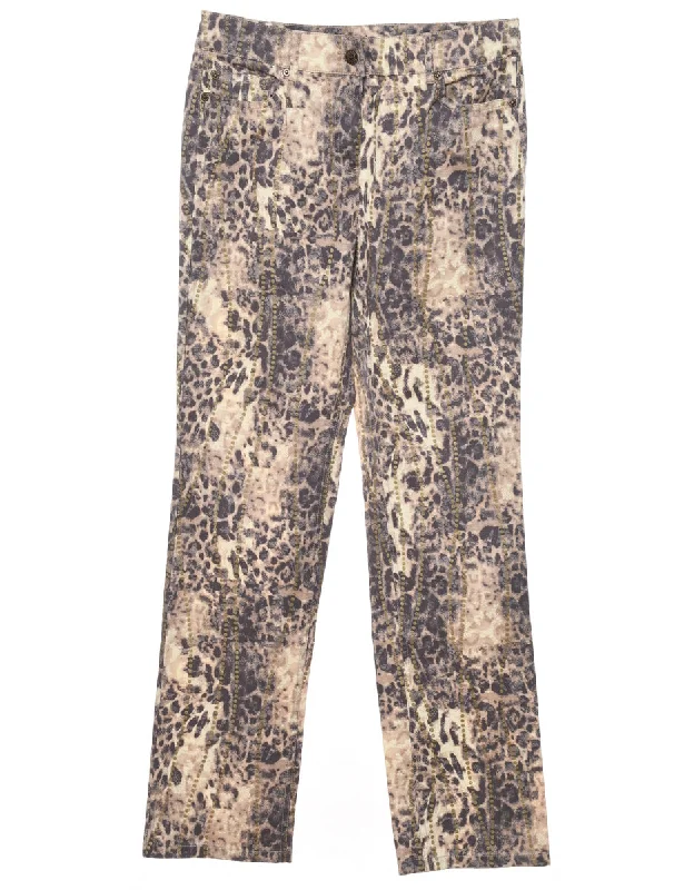 Animal Print Trousers - W28 L31 Cozy Women's Sherpa - lined